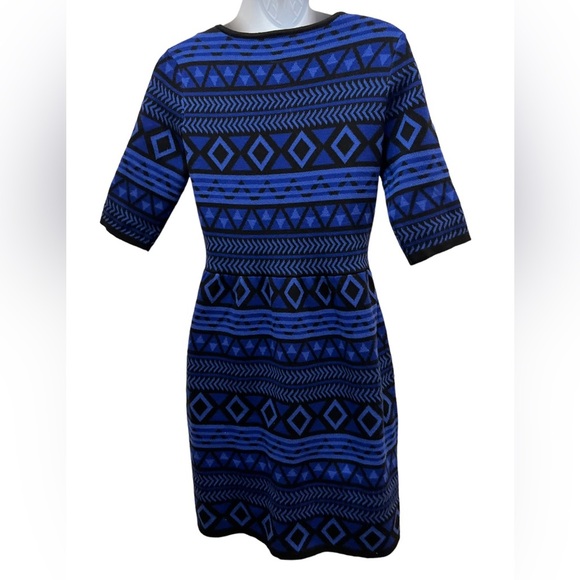 T O Blue and Black Geometric Sweater Dress Size S NWOT - Picture 5 of 8